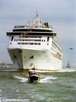 ID 1302 AURORA (2000/76152grt/IMO 9169524) makes her grand entrance to her home port of Southampton, England at the completion of her delivery voyage from the builders Jos. L. Meyer GmbH of Papenburg,...